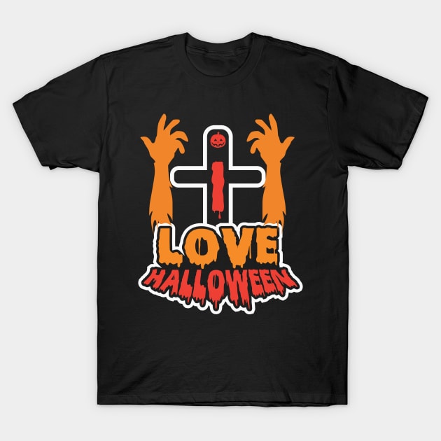 Funny Love Halloween Spooky Hands T-Shirt by koolteas